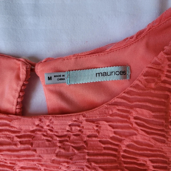 Maurices orange sleeveless dress stripe and floral crochet. Never Worn. M - Picture 4 of 9